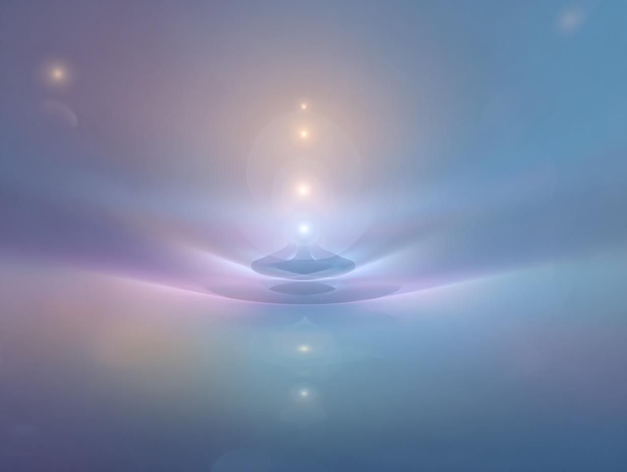 Abstract light effect with circular patterns and lens flares on a gradient background