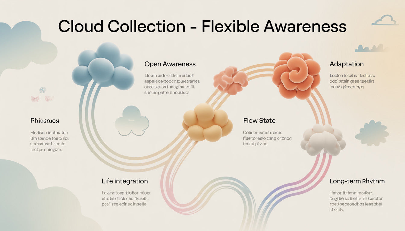 Diagram of cloud collection stages with colorful cloud illustrations and text on a light background