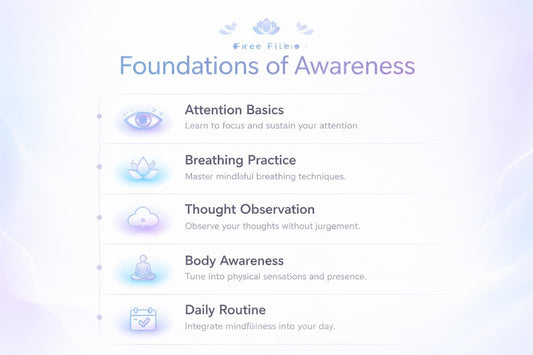 List of mindfulness practices on a gradient background