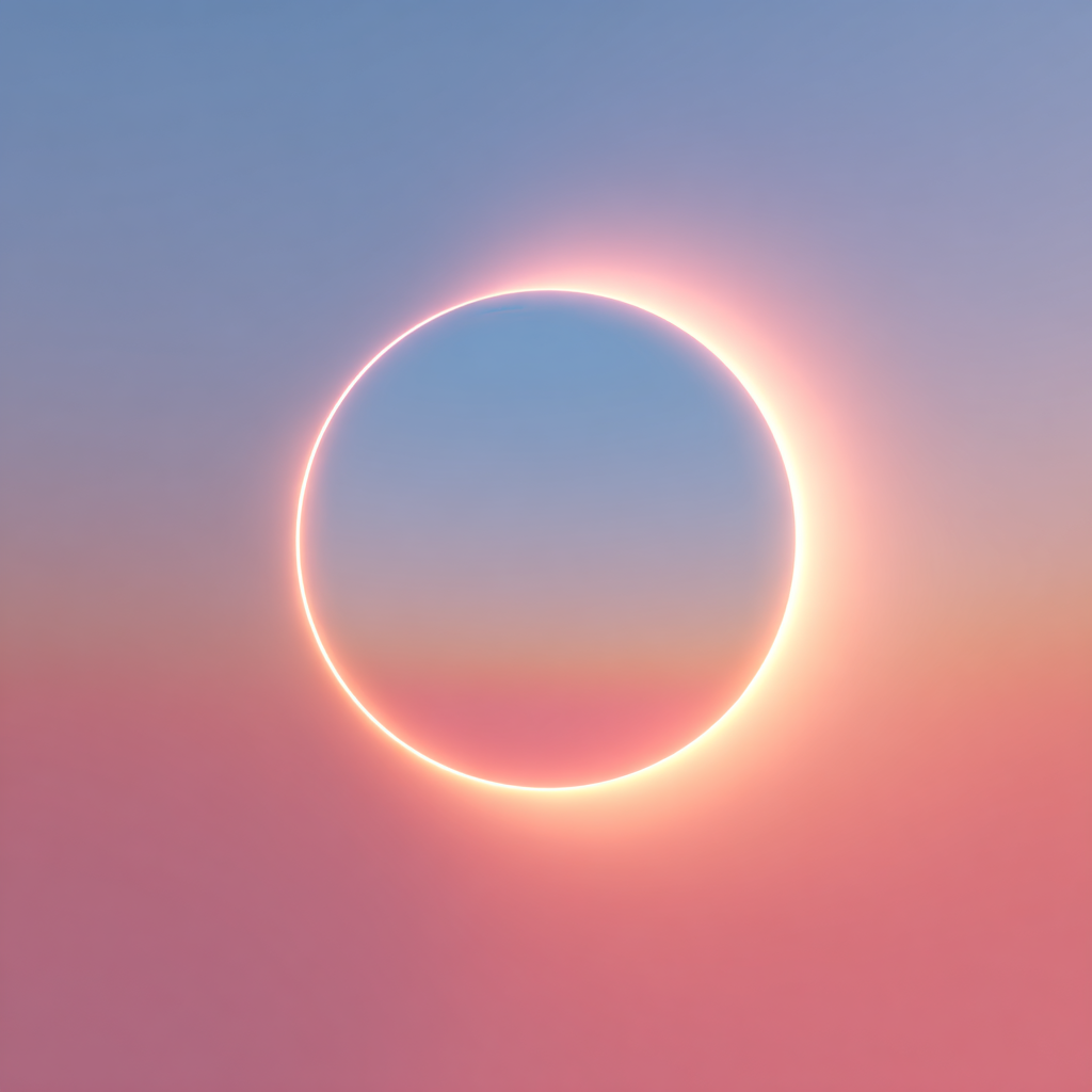 Solar eclipse with a pink and blue gradient background
